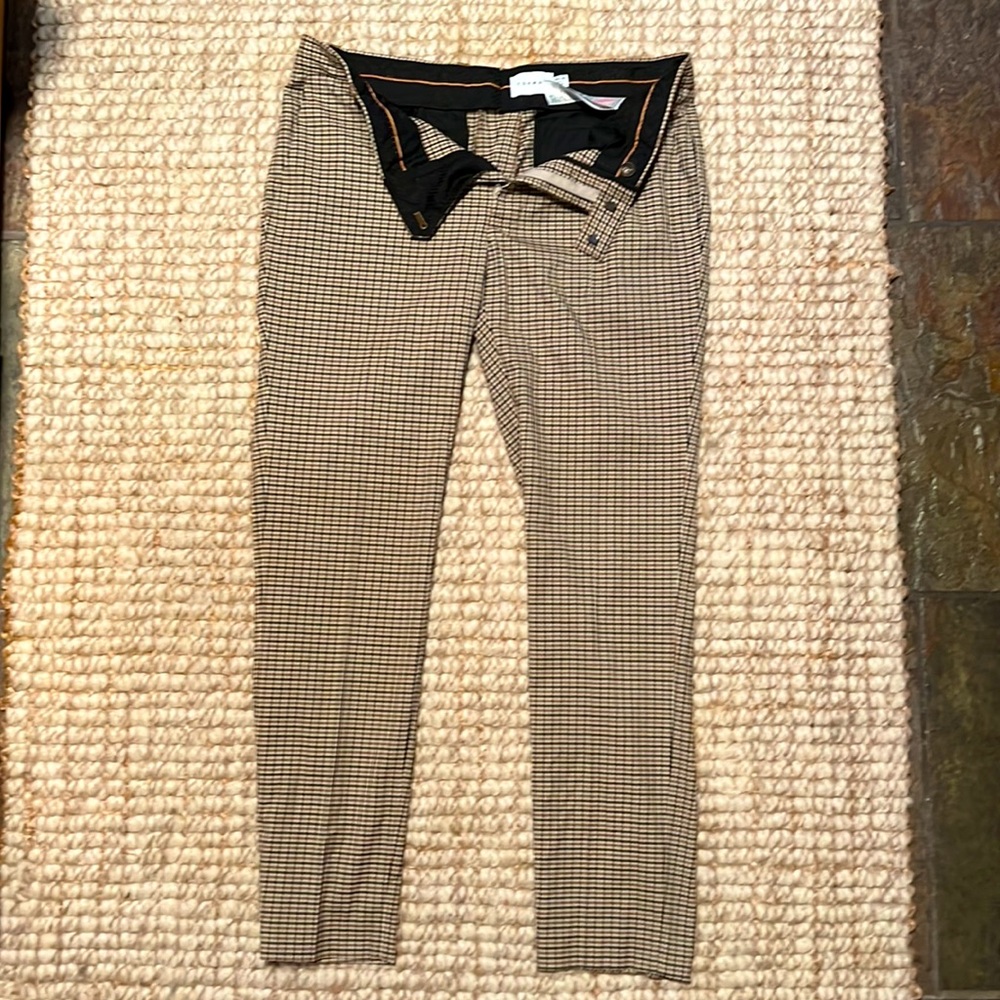 Topman Beige Plaid Slim Fit Dress Pants